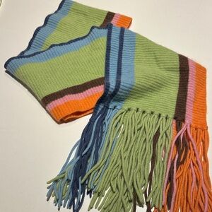 Castlerig 100% Cashmere Colorful Striped Scarf with Fringe